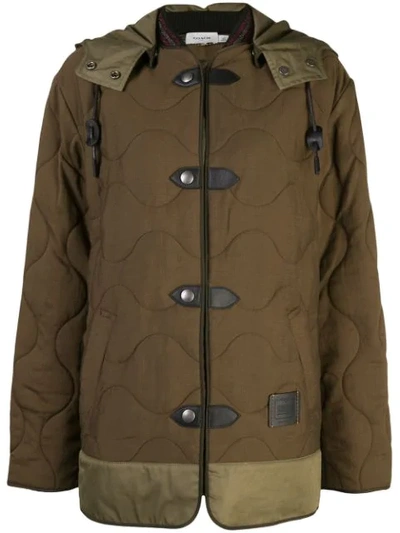 Coach Quilted Military Coat In Green