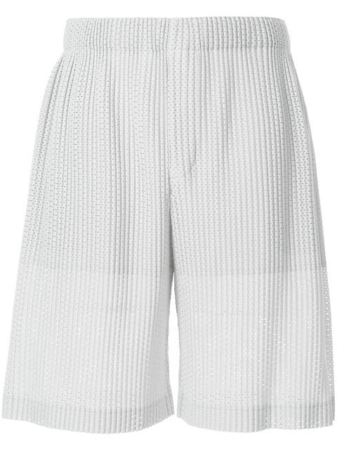 Pleats Please Issey Miyake Outer Mesh Shorts In White | ModeSens