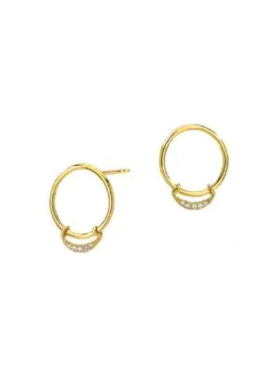 Celara 14k Yellow Gold Crescent Hoop Earrings