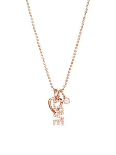 Ef Collection Diamond & 14k Rose Gold Love Charm Pendant Necklace