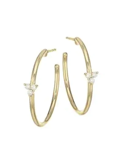 Ef Collection Diamond Trio & 14k Yellow Gold Essential Hoop Earrings
