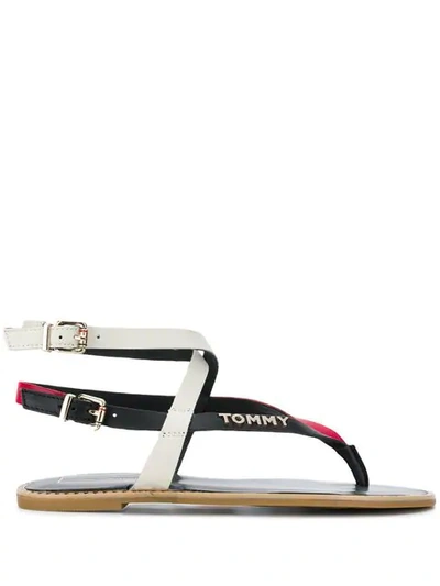 Tommy Hilfiger Flat Strappy Sandals In White