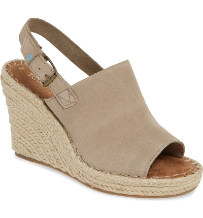 Toms Monica Slingback Wedge In Desert Taupe Suede