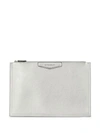 Givenchy Antigona Large Leather Clutch In Silver