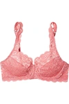 Hanro Moments Stretch-lace Underwired Soft-cup Bra In Antique Rose