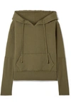 Nili Lotan Janie Distressed Cotton-jersey Hoodie In Army Green