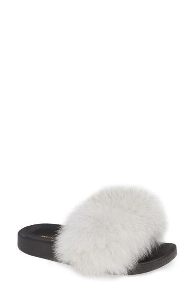 Patricia Green Foxy Genuine Fox Fur Slipper In White Fur