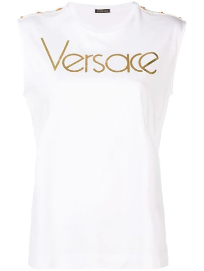 Versace Logo Print Tank Top In Basic