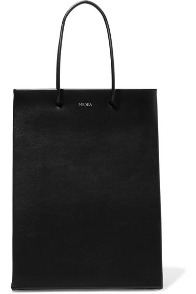 Medea Prima Tall Leather Tote In Black