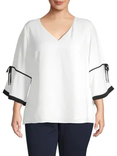 Calvin Klein Plus Kimono-sleeve Top In Soft White
