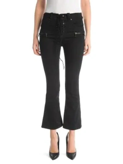 Ben Taverniti Unravel Project Lace-up Kick Flare Jeans In Black