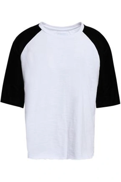 Current Elliott Velvet-paneled Cotton-jersey T-shirt In Black