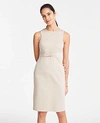 Ann Taylor Petite Tie Front Dress In Cotton Sateen In Island Sand