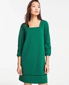 Ann Taylor Petite Lantern Sleeve Cutout Shift Dress In Green Eden