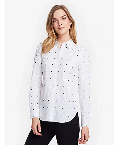 Ann Taylor Petite Embroidered Dot Perfect Shirt In White