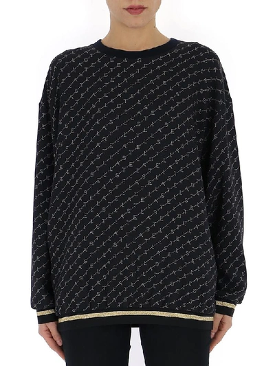 Stella Mccartney Logo Print Sweater In Dark Blue