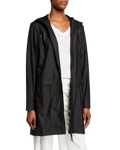 Rains W Drawcord Matte Raincoat In Black
