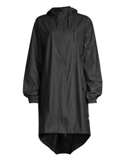 Rains Boxy Hooded Poncho Jacket In Black