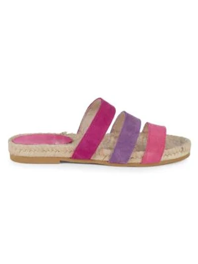 Saks Fifth Avenue Peggy Strappy Suede Espadrille Slides In Pink