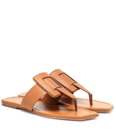 Roger Vivier Viv' Sellier Leather Sandals In Brown