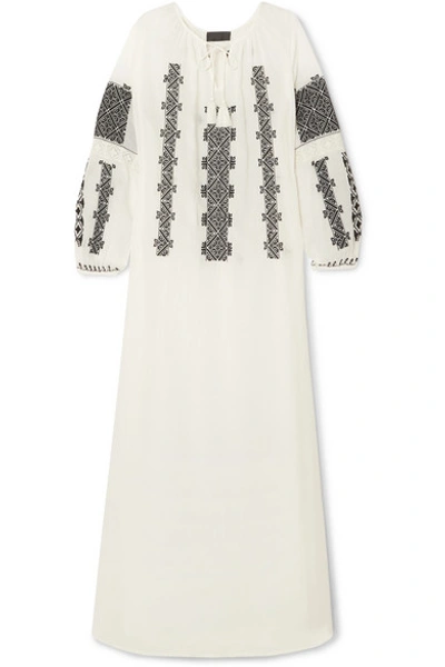 Nili Lotan Valenza Embroidered Cotton-voile Maxi Dress In White