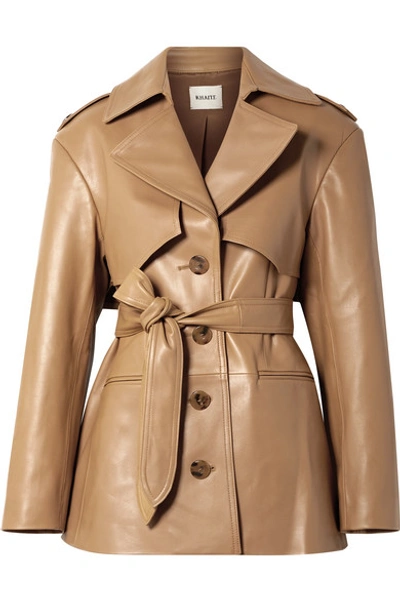 Khaite Billy Leather Coat In Light Brown