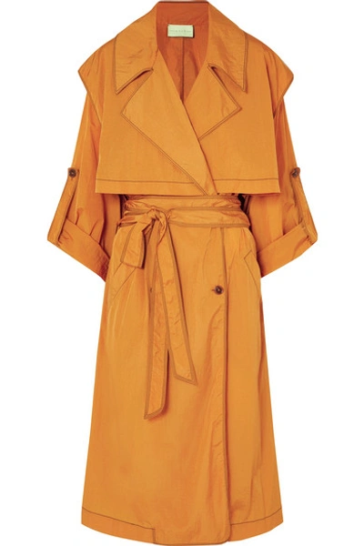 Arje Dione Hammered-sateen Trench Coat In Saffron