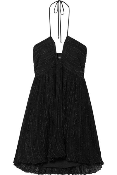 Isabel Marant Babs Metallic Knitted Halterneck Mini Dress In Black |  ModeSens