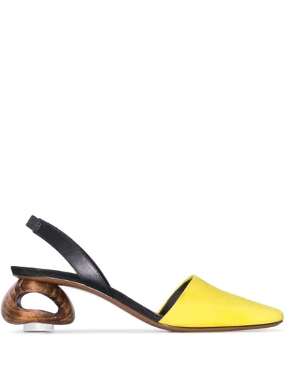Neous Sarco Suede And Leather Slingback Pumps In Yellow