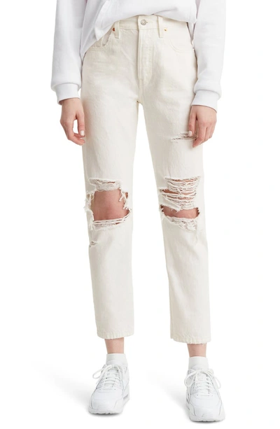 Levi's 501 Crop Distressed Straight Jeans In Point Blank