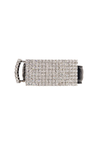 Alessandra Rich 25mm Croc Embossed Leather Crystal Belt In Navy Blue