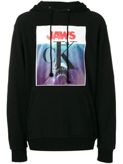 Calvin Klein 205w39nyc Printed Cotton Jersey Sweatshirt Hoodie In Black
