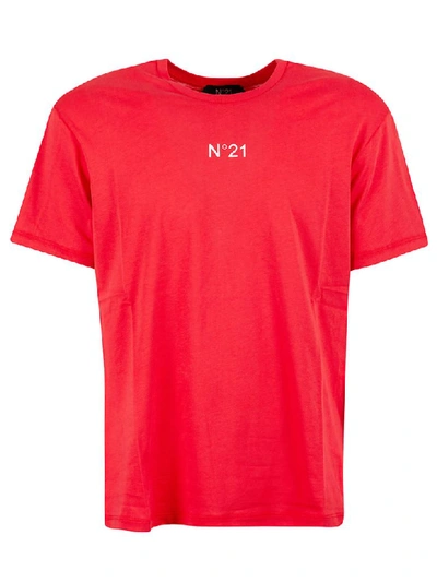 N°21 Logo Print T-shirt In Red/white