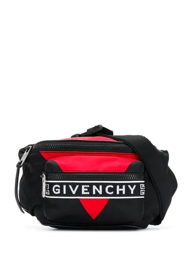 Givenchy Logo Stripe Shoulder Bag In Nero Rosso