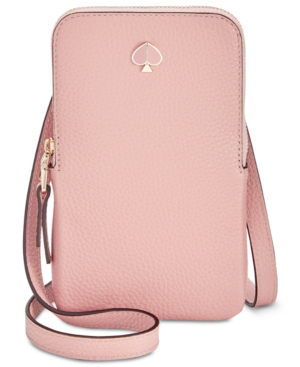 Kate Spade Polly Leather Phone Crossbody Bag In Flapper Pink/gold | ModeSens