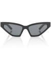 Prada Pr 12vs Millennial Narrow Cat Eye Sunglasses In Grey-black