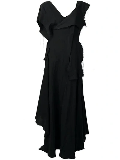 Yohji Yamamoto Ripped Detail Dress In Black
