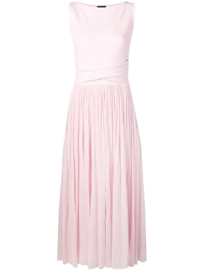 Alexander Mcqueen Ribbed-knit And Chiffon Midi Dress In 6875 Pale Rose