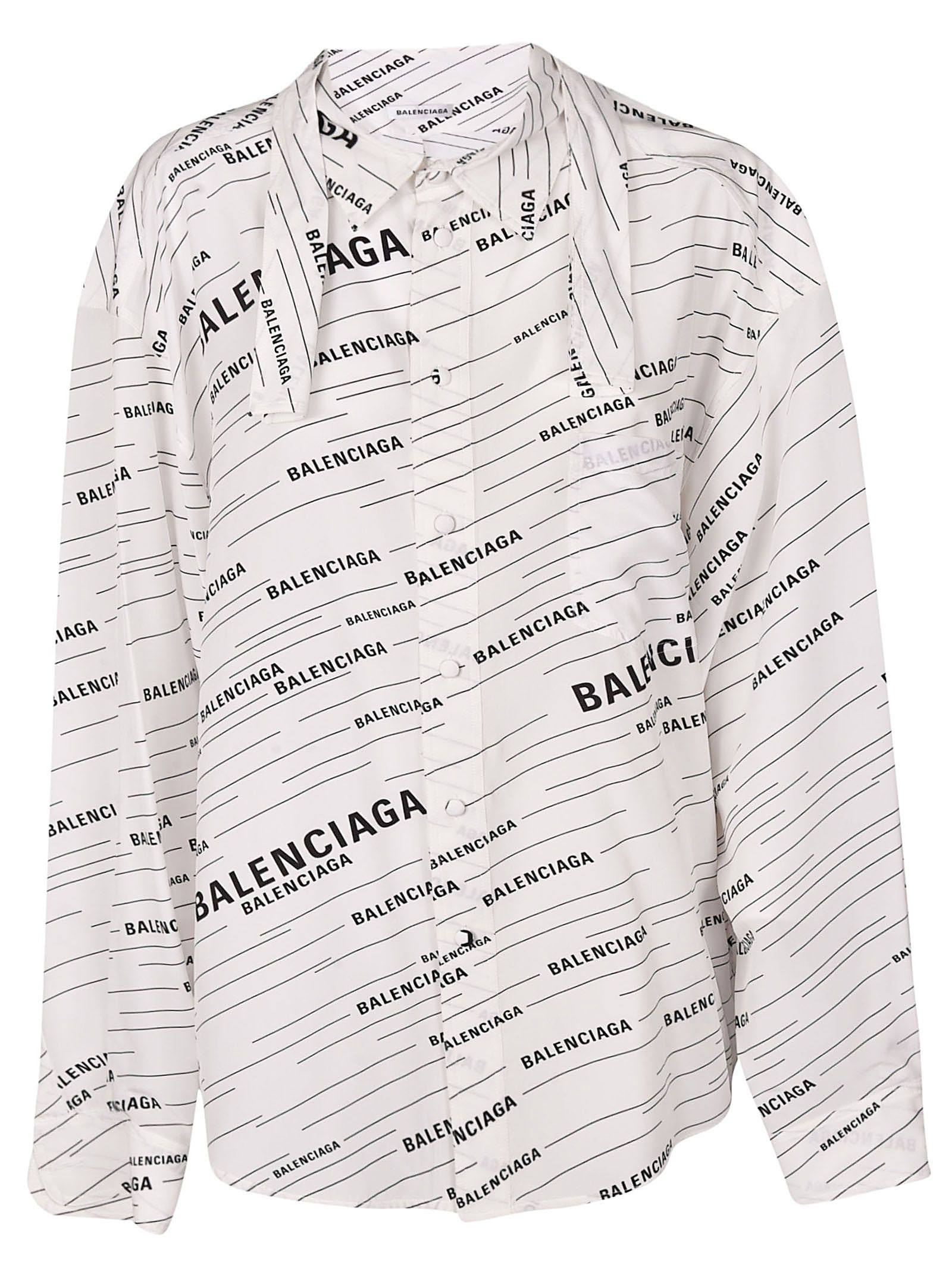 Balenciaga Logo Print Shirt In White/black | ModeSens
