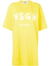 Msgm Logo Print T In Yellow