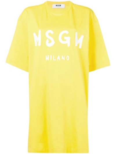 Msgm Logo Print T In Yellow