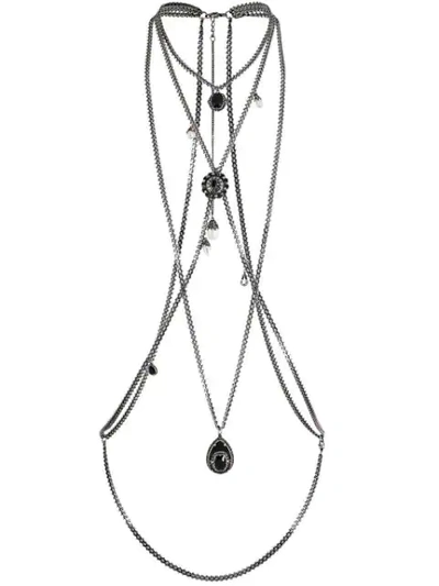 Alexander Mcqueen Jewelled Chain Harness In Silver