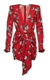 Magda Butrym Pesaro Floral-print Silk Mini Dress In Red
