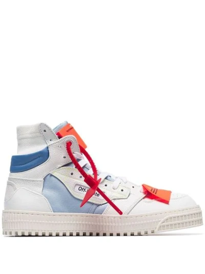 Off-white Off-court Logo-embellished Canvas, Leather And Suede High-top Sneakers In White Light Grey