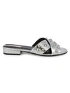 Kenneth Cole Verna Stud Leather Slides In Silver