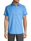 Robert Graham Equinox Tone-on-tone Short-sleeve Shirt In Blue