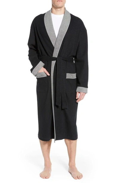Majestic Sutherland Nova Knit Cotton Blend Robe In Black