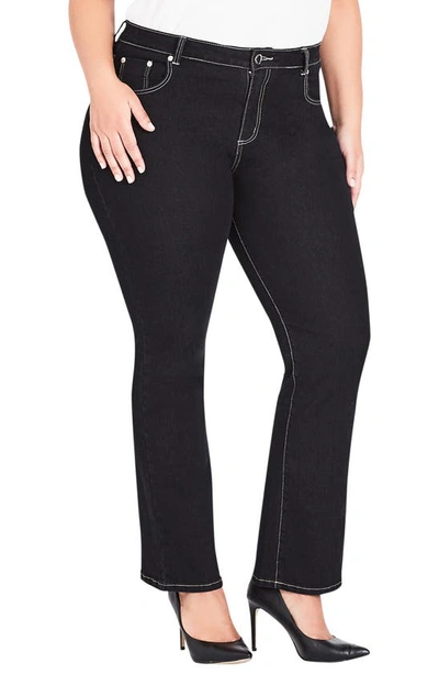 City Chic Regular Fit Bootcut Jeans In Black