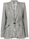 Alexander Mcqueen Prince Of Wales Checked Wool Blazer In Grey