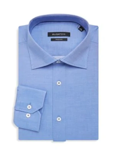 Bugatchi Shaped-fit Cotton Dress Shirt In Navy